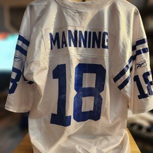 Reebok White and Blue Throwback Manning Jersey